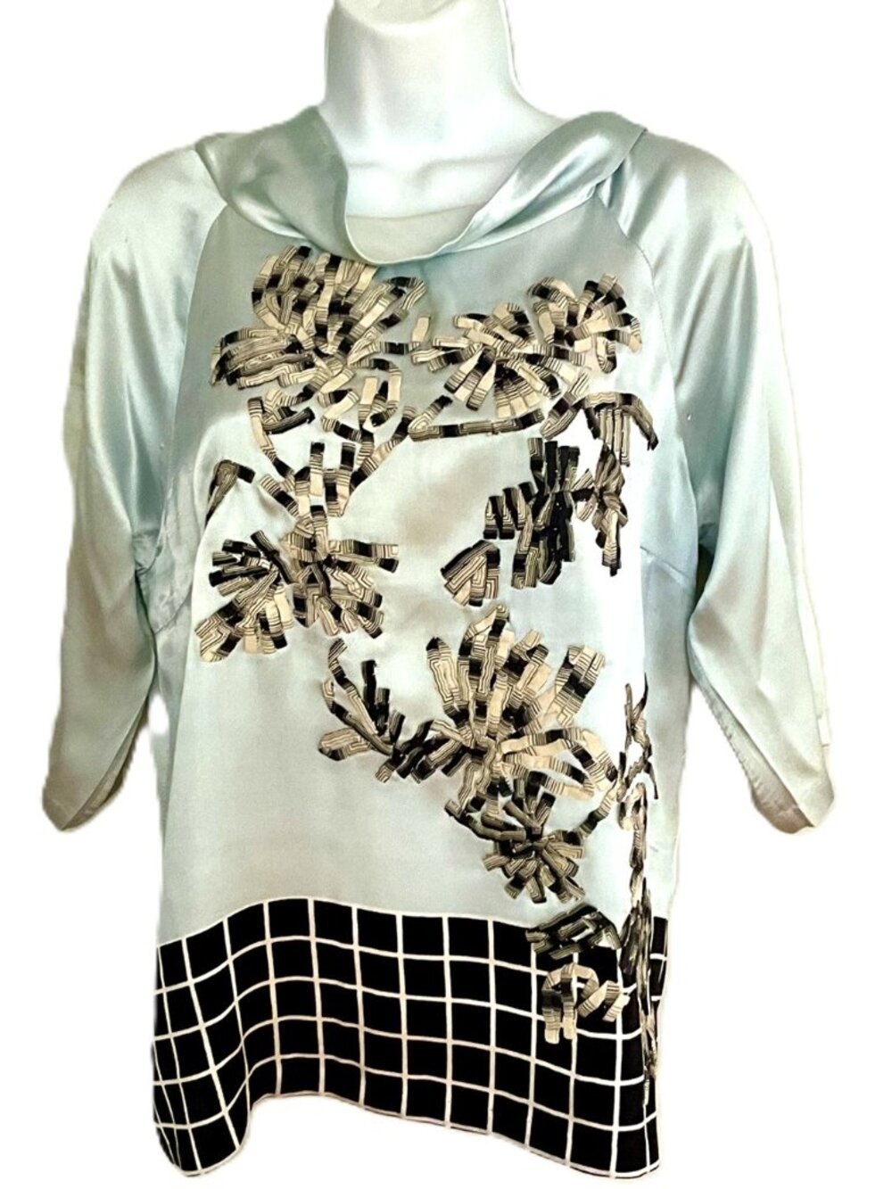 Dries Van Noten Silk Applique Tie-Back Blouse Top Size 40 Belgium